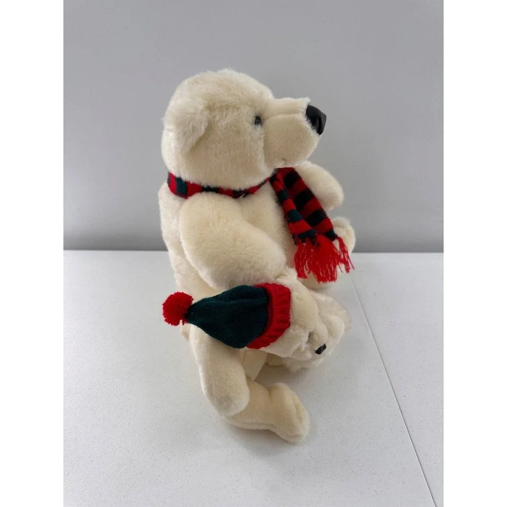 Kids Preferred Polar Bear Mama Baby Plush Set Scarf Hat Christmas 12